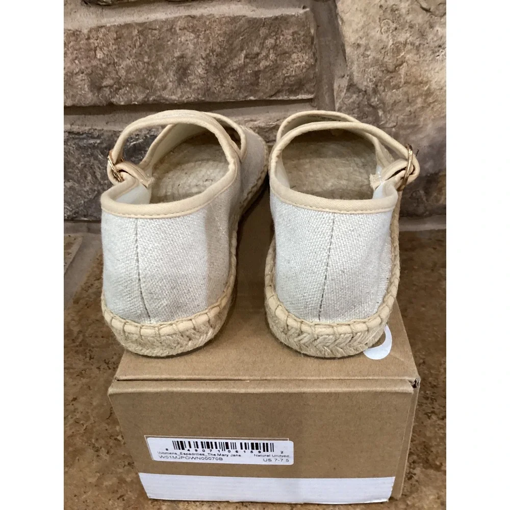 Soludos Mary Jane Espadrilles Natural Undyed Canvas Flats Size US 7-7.5 New